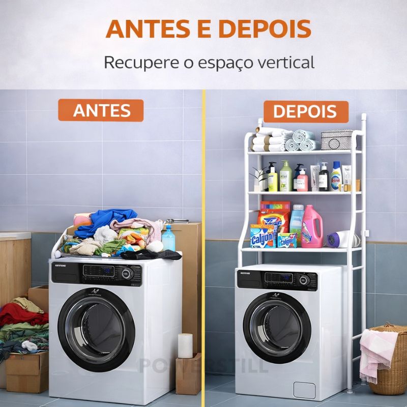 Estante Organizadora para Banheiro e Lavanderia em Aço - 3 Níveis