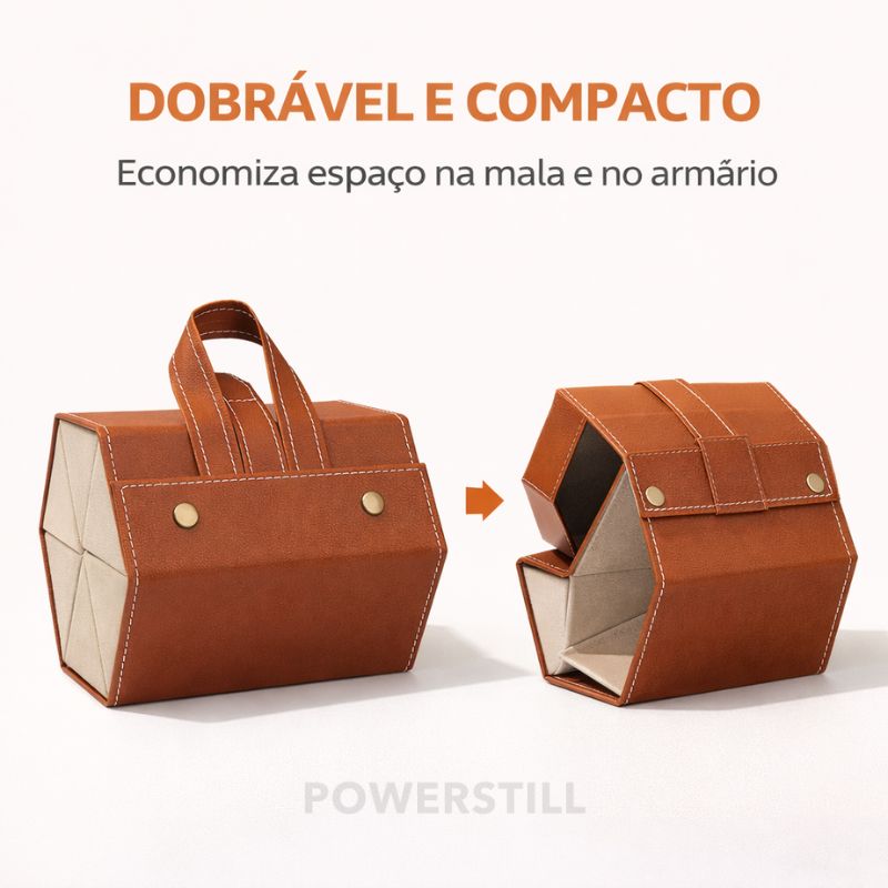 Estojo Porta Óculos Dobrável para Viagem Marrom