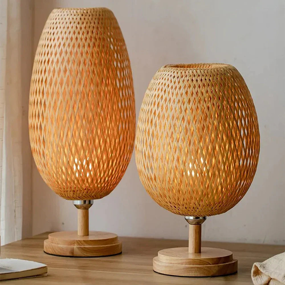 Luminária de Mesa Bambu Rattan