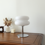 Luminária de Mesa Moderna Vidro e Inox