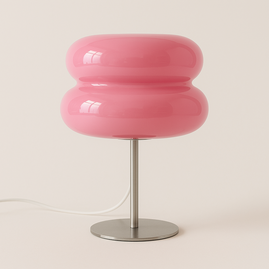 Luminária de Mesa Moderna Vidro e Inox