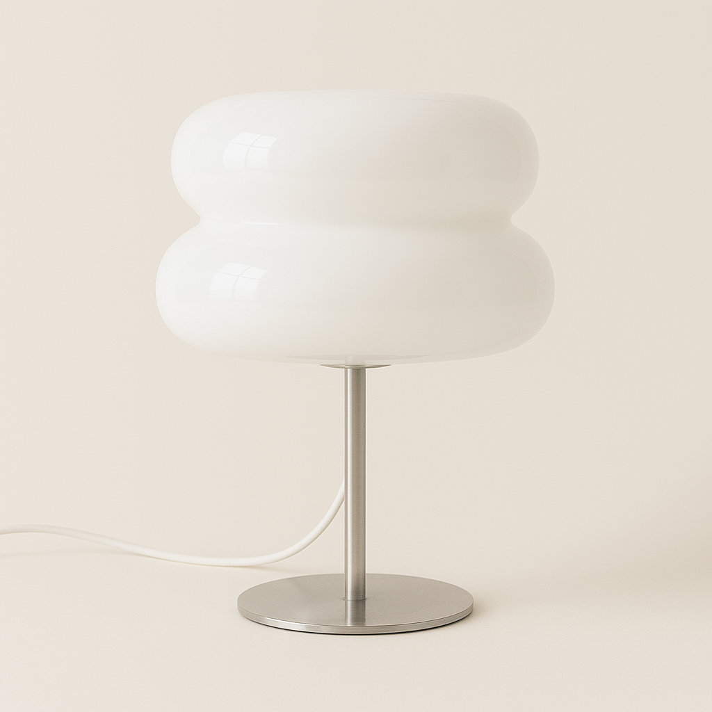 Luminária de Mesa Moderna Vidro e Inox