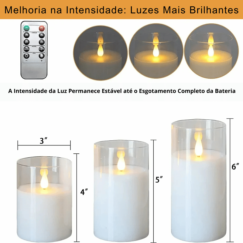Kit 3 Velas LED com Sensor Automático