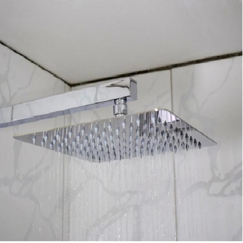 Ducha Quadrada Inox 304 Slim 20x20cm com Braço 36cm Cromada