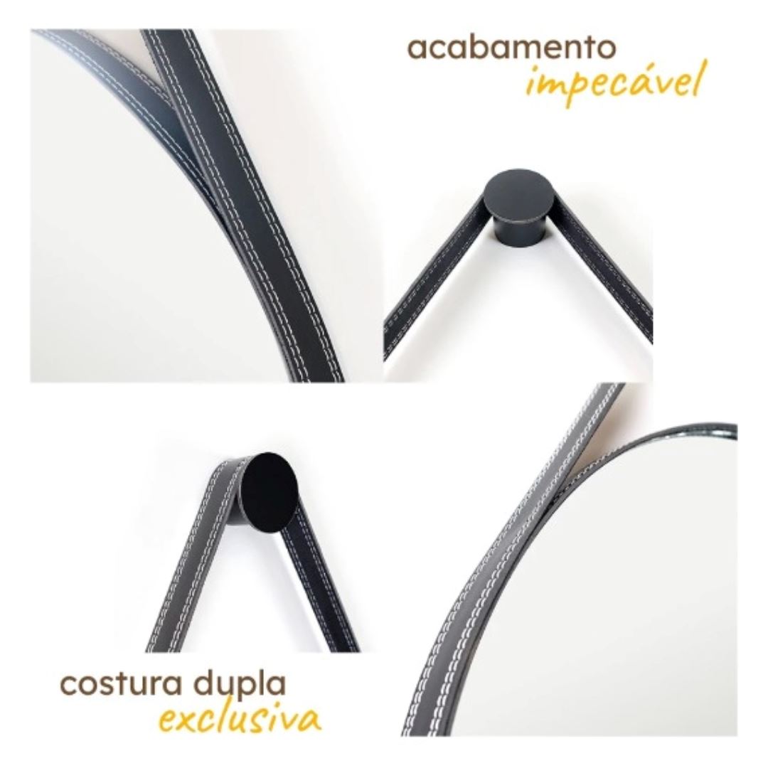 Espelho Decorativo Redondo Beady Suspenso de Parede