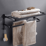 Toalheiro Duplo Preto Matte | Alumínio Espacial Luxo e Design