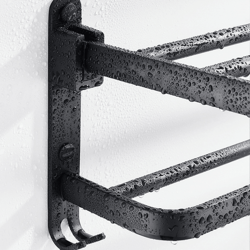 Toalheiro Duplo Preto Matte | Alumínio Espacial Luxo e Design