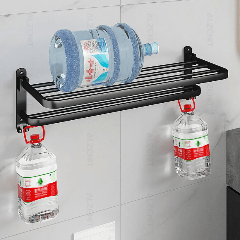 Toalheiro Duplo Preto Matte | Alumínio Espacial Luxo e Design