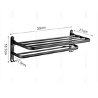 Toalheiro Duplo Preto Matte | Alumínio Espacial Luxo e Design